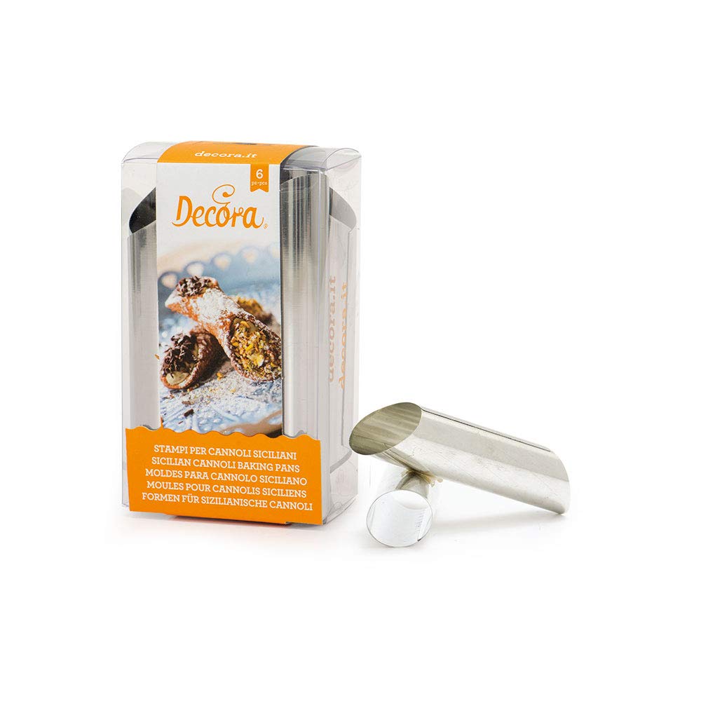 Decora 60212 Tinplate Sicilian Cannoli, Silver, 14 x 9 x 5 cm