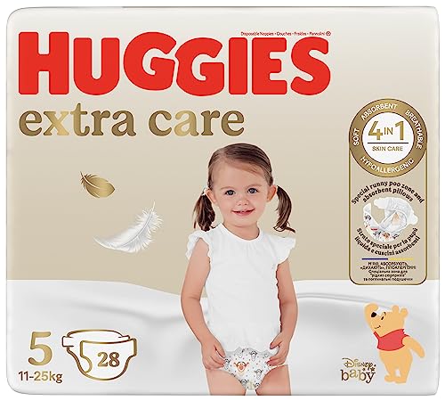 Extra Care Couches Taille 5 (12-17 Kg), Ultra absorbantes, Protection Complète, Design Disney, 28 Pcs