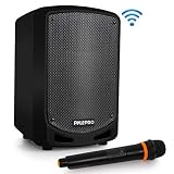 Pyle Bluetooth Karaoke PA Speaker - Indoor / Outdoor Portable Sound System with Wireless Mic, Audio Recording, Rechargeable Battery, USB / SD Reader, Stand Mount - for Party, Crowd Control - PSBT65A