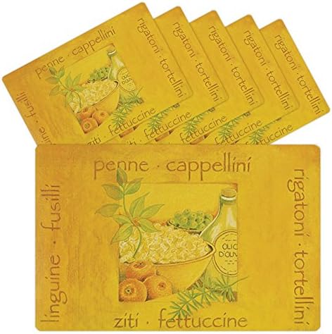 table mat placemat pasta italian washable 6 pieces set 43,5x28,5 cm