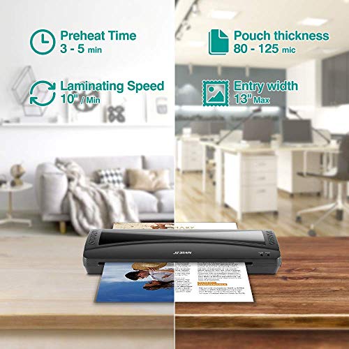 Laminator Machine, JZBRAIN A3 Laminating Machine with Fast Warm-Up, Quick Laminating Speed, 13 inches Thermal Laminator for Home School Office Use (Black) - Thumbnail 3