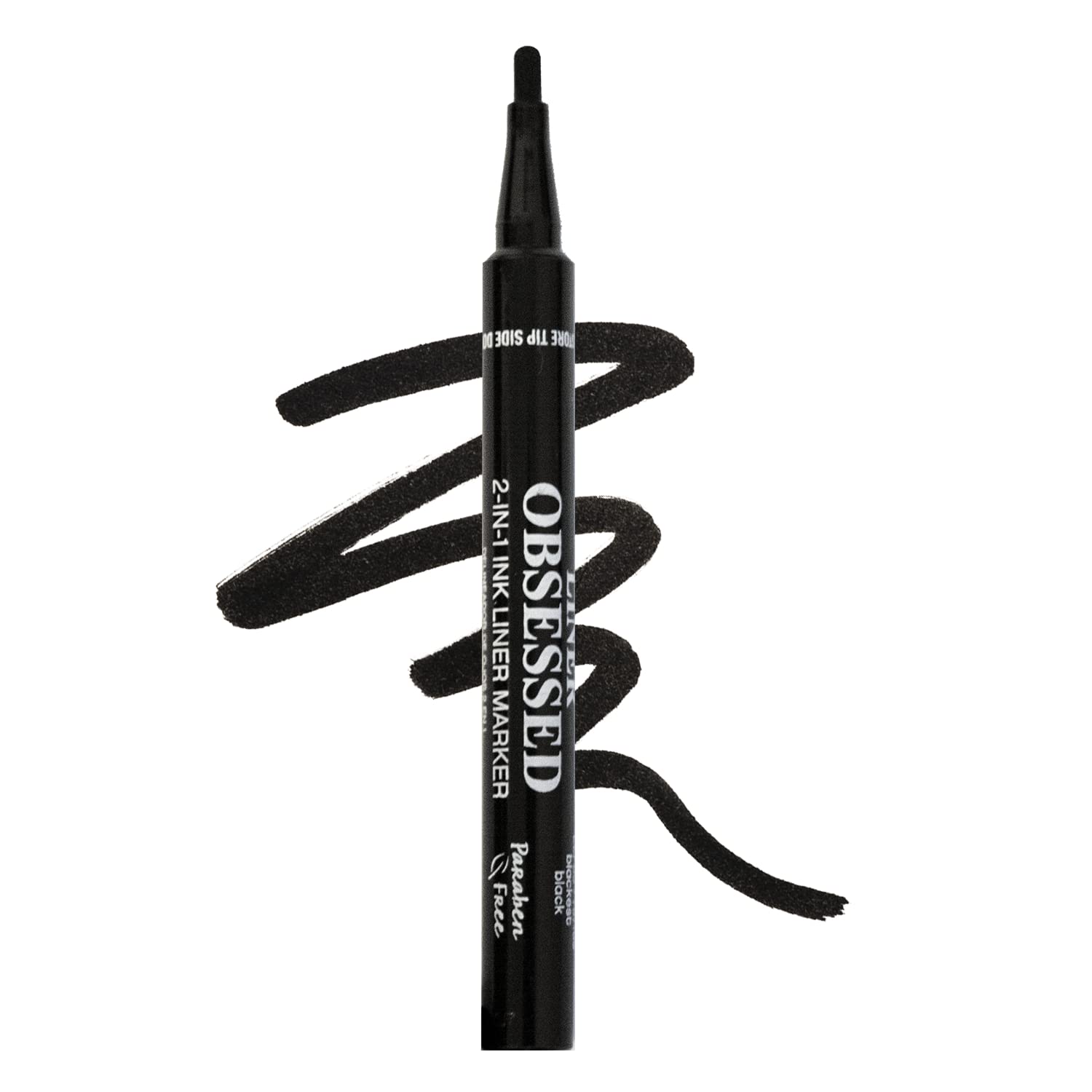 Palladio 2 in 1 Eye Liner Marker, Water Resistant Paddle Tip Liner, Bold Black Eyeliner Marker Pen, Thick or Thin Line, Quick Drying, 14 Hour All Day Wear, Flawless Finish, Black