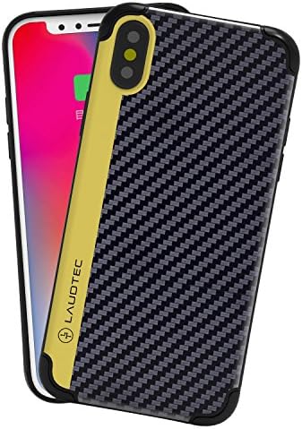 iPhone X Case, Laudtec Carbon Fiber iPhone Case, Scratch Resistant & Corner Protection 0.5mm Ultra-Thin and Lightweight Cellphone Case Shockproof Cover for Apple iPhone X 2017 (Gold)