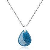 COAI Women's Silver Chain Necklace Teardrop Pendant Crystal Necklace for Women