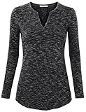 Messic Women's Long Sleeve V-Neck Thin Soft Shirt Collar Casual Blouse Tops
