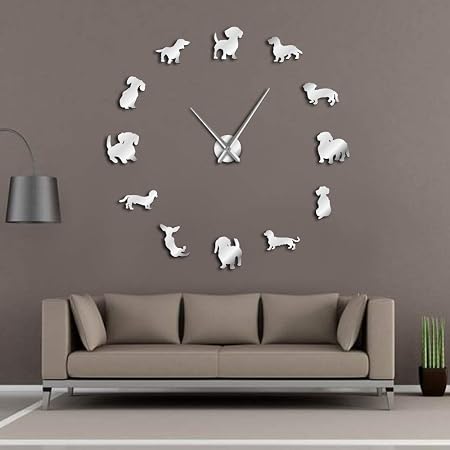 Acykm Diy Teckel Grande Horloge Murale Populaire Chien