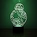 3D Illusion LED Night Light,Threetoo 7 Colors Gradual Changing Touch Switch USB Table Lamp for Holiday Gifts or Home Decorations-BB-8 Model