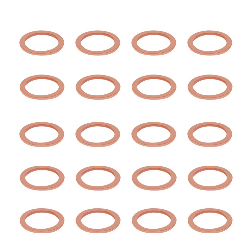 MroMax Copper Flat Washer 0.39" x 0.55" x 0.04" (Inner Dia x OD x T) for Screw Bolt, 50pcs