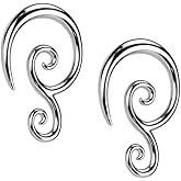 Pierced Owl 316L Stainless Steel Double Spiral Hanging Tapers, Sold as a Pair