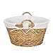 Household Essentials Round Wicker Laundry Basket with Handles, Whimsical Water Hyacinth Basket, Supportive Metal Frame, Removable Polyester Liner, Handwoven, Well-Structured and Versatile, Natural
