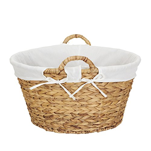 Household Essentials ML-6667N Round Wicker Laundry Basket Hamper with Liner - Natural - //medicalbooks.filipinodoctors.org