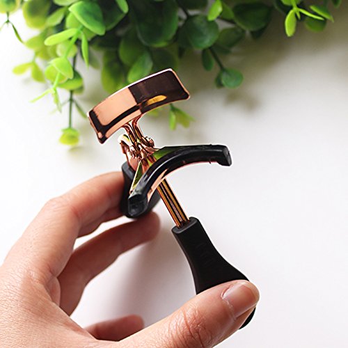 WOKOTO Rose Gold Protable Eyelashes Curler Tweezers Curling Eye Lashes Clip Cosmetic Beauty Makeup Tool With Rose Gold False Eyelashes Applicator Tweezers Set