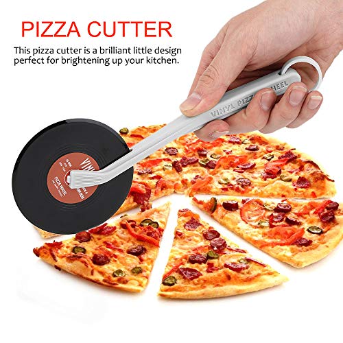 Windwinevine Professional Top Spin Fresh Slice Record Player Pizza Cutter Vinyl Record Design Pizza Wheel Cutter Kitchen Accessories