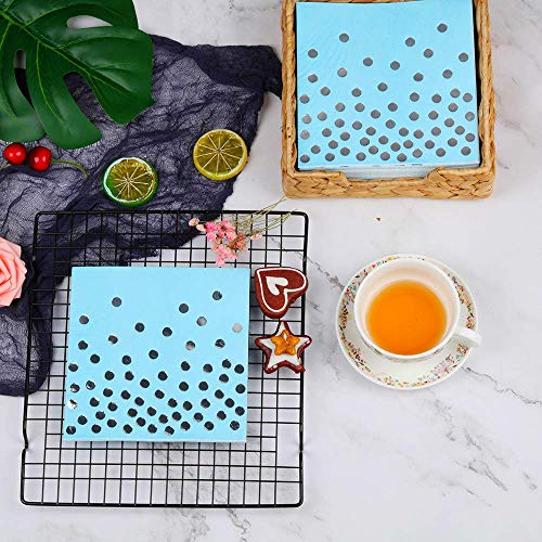 Ottin Blue and Silver Party Supplies 50 Guests Paper Plates and Napkins Set Include Dessert/Dinner Plates Cups Napkins Straws for Wedding Birthday Valentine's Day
