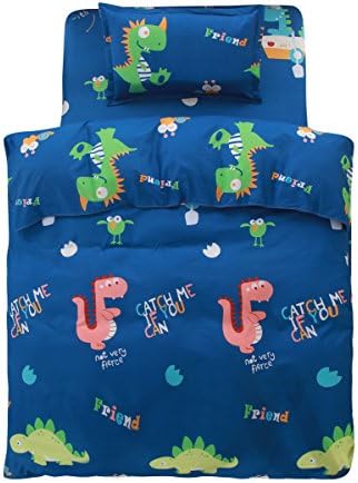 FindNew Bedding Sheet Sets, 3-Piece (Single) Bed Set, Extra Deep Pockets Flat Sheet 3-Piece Duvet Cover Set, Great Gift Idea For Boys &amp; Girls, Cool &amp; Breathable (Twin, Cute Dinosaurs)