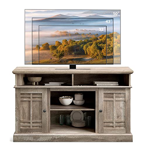 BELLEZE Modern 48 Inch Farmhouse Wood TV Stand & Media Entertainment