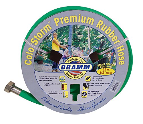 Dramm 17034 ColorStorm Premium Rubber Garden Hose, 1/2" x25', Green