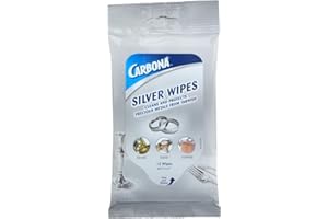 Carbona Silver Wipes | Metal Cleaner & Polish | 12 Wipes, 1 Pack