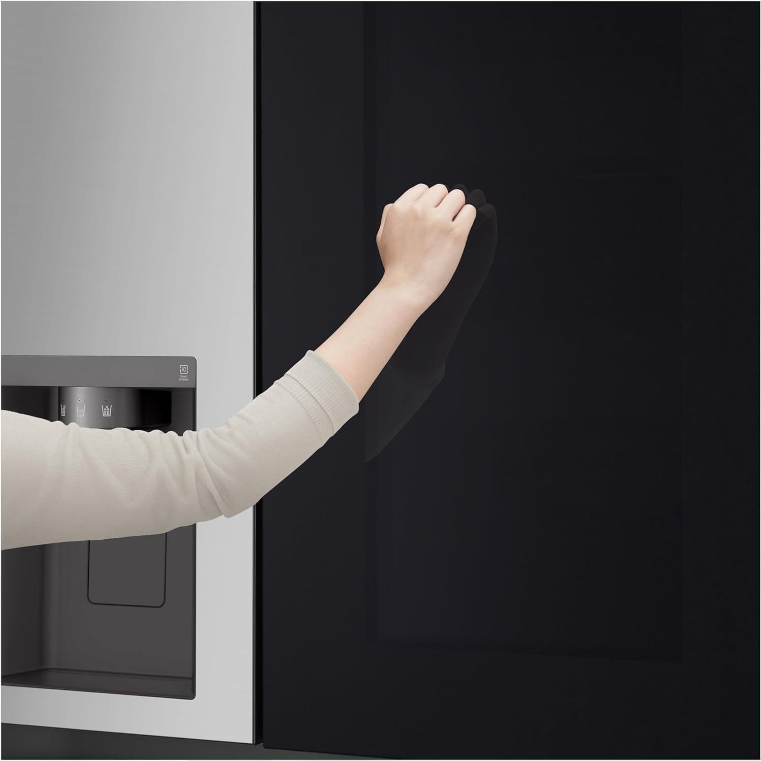LG GSGV81PYLL Side by Side Kühlschrank, Klasse E, 635 L, Instaview, Kühlschrank mit Gefrierfach, Eis-, Crushed Ice- Wasserspender, Total NoFrost, Smart Inverter Kompressor, Wi-Fi 6