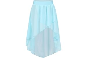 Moily Big Girls High Low Dance Skirts Ballet Modern Jazz Lyrical Studio Practice Costume with Elastic Waistband