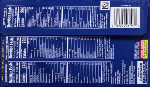 PLANTERS VARIETY PACKS (SALTED CASHEWS, SALTED PEANUTS & HONEY ROASTED PEANUTS), 24 PACKS – INDIVIDUAL BAGS OF ON-THE-GO NUT SNACKS – NO CHOLESTEROL OR TRANS FATS – SOURCE OF FIBER AND HEALTHY FATS