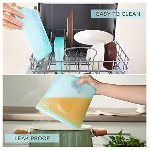 Reusable Silicone Food Storage Bags, 2Pack Bag Set, Akeeko Zip Lock