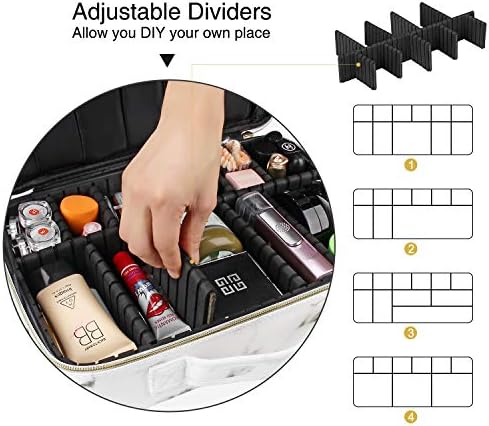 Relavel Marble Makeup Bag Small Cosmeticbag Travel Train Case Portable Cosmetic Artist Storage Bag with Adjustable Dividers for Cosmetics Makeup Brushes (Marble White) 2 Relavel Marble Makeup Bag Small Cosmeticbag Travel Train Case Portable Cosmetic Artist Storage Bag with Adjustable Dividers for Cosmetics Makeup Brushes (Marble White)