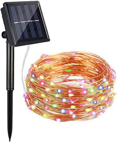 Solar String Lights, AYY 4 Colors 100 LED 33ft Starry Outdoor String Lights, Waterproof Copper Wire Fairy Decorative Light for Patio, Garden, Fence, Gate, Yard, Party, Wedding (Multicolor)