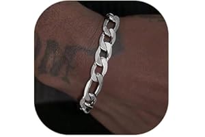 ChainsPro Sturdy Figaro/Cuban Chain Bracelet, 6/9/13mm Width,7.5/8.3" Length,18K Gold Plated/316L Stainless Steel/Box(Send Gi