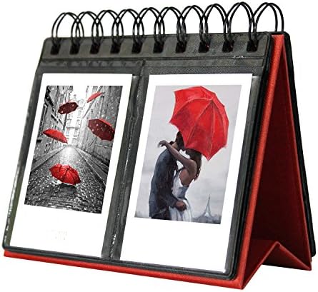 Amazing Works 68 Pockets Desk Calendar Album for Fuji Instant Mini 70 7s 8 25 50s 90, Polaroid Z2300, Polaroid PIC-300P Film (Red)