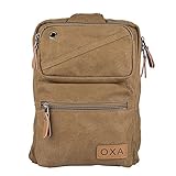 OXA Multi-pocket Fashion Vintage Cotton Canvas Sling Backpack Messenger Bag Ipad Bag Shoulder Backpack Crossbody Chest Satchel Travel Bag for Men and Women Brown