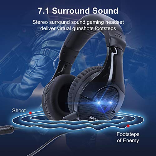 Gaming Headset Headphones with Mic, 7.1 Surround Sound, Memory Foam Ear Pads, Noise Canceling Microphone, Over Ear with… - Image 4
