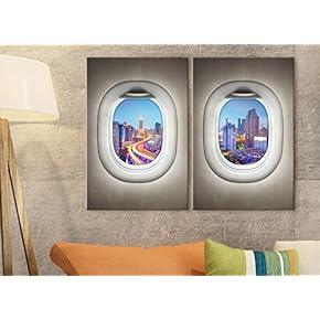 2 Panel Canvas Wall Art - Busy City Street Window View Canvas - Giclee Print Gallery Wrap Modern Home Art Ready to Hang - 16"x24" x 2 Panels