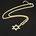 Reizteko Jewish Jewelry Megan Star of David Pendant Necklace Women Men Chain Gold Plated/Stainless Steel Israel Necklace (Gold)
