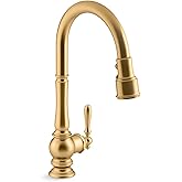 Artifacts® Single-Hole Kitchen Sink Faucet with 17-5/8" Pull-Down spout and Turned Lever Handle, DockNetik Secure Docking Sys