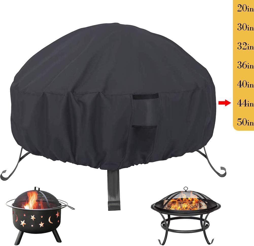Saking Gas Fire Pit Cover Round 44 x 24 inch Waterproof Windproof AntiUV Heavy