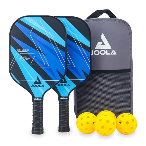 JOOLA Pickleball Set Blue Lightning Inklusive 2 Schläger, 4 Bällen und Tasche, ideal für Freizeitspieler, Ben Johns, 7-teilig