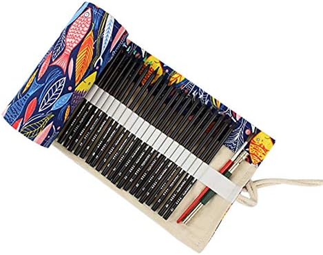 Eudola Colorful Fish 36 Holes Pencil Case,Pen Holder Pouch Canvas Pencil Case Paint Brush Bag for Student(Without Pen)