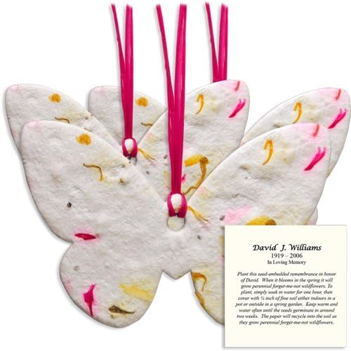 Large Plantable Memorial Shapes With Personalized Instructions Card (Pink Butterfly)