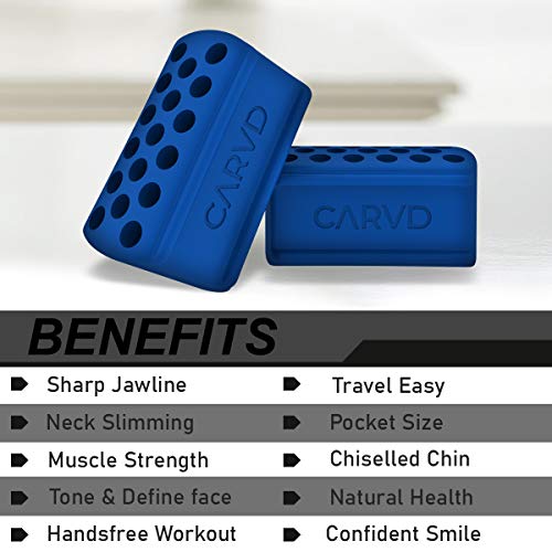 CARVD 2.0 Jaw Exerciser Tablets Define Your Jaw Line Extra Gentle Jaw Line Face Exerciser Blue Beginner