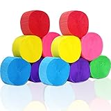 Coceca 82ft 12 Rolls Crepe Paper Streamers in 6 Colors, for Wedding Ceremony， Various Large Festivals Decoration