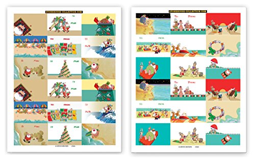 72 Beach Theme Gift Tag Stickers For Presents - Beach Assorted Christmas Stickers