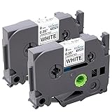 2 Pack Label Tape Compatible for Brother TZ TZe 221 TZe-221 P-touch, Standard Laminated, 3/8 Inch x 26.2 Feet ,Black on White