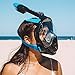 G2RISE SN01 Full Face Snorkel Mask with Detachable Snorkeling Mount, Anti-Fog and Foldable Design for Adults Kids (Black Blue, S/M)