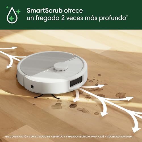Roomba Plus 505 Combo con Base AutoWash multifunción y autolimpiable, mopas DualClean con PerfectEdge, PrecisionVision IA, Clearview Pro LiDAR, Secado Aire Caliente mopas, 75 días autovaciado_B