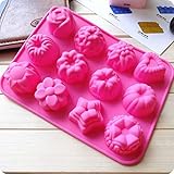 12 Cavities Flowers Silicone Hand Made Soap Molds Ice Lattice Cake Candy Making Moulds Cake Pans Handmade DIY Chocolate Mold