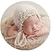 Baby Photography Props Luxurious Hat Photo Shoot Outfits Newborn Girl Crochet Costume Infant Knitted Hats (Beige)