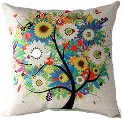 Beautyvan Comfortable Rural Fresh Cartoon Flower Tree Pillow Case Sofa Waist Throw Cushion Cover Home Decor (Multicolor)