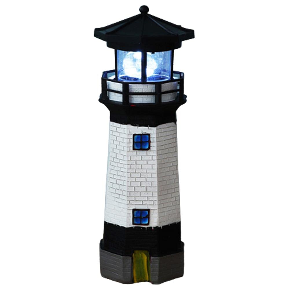 BSTCAR beachfront lamp 27.7cm, led headlamp with rotating light, garden solar decoration