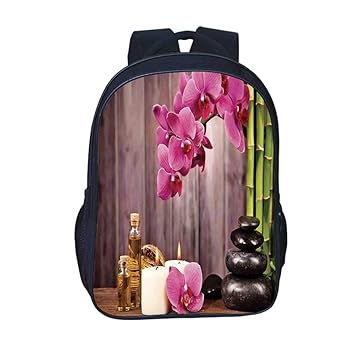 Spa Decor Durable Backpack Spa Orchid Flowers Rocks, aromatherapy massage
